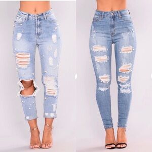 Bundle of 2 Pearl Embellished Jeans! Small 6